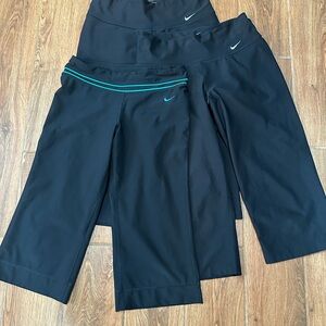Nike Dri-FIT Women’s Cropped Pants Black Elastic Waist Size S (3 pair bundle)